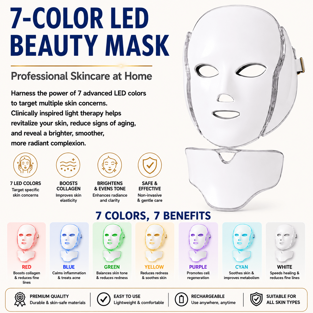 7 - Color LED Beauty Mask - Skin Bliss Shop